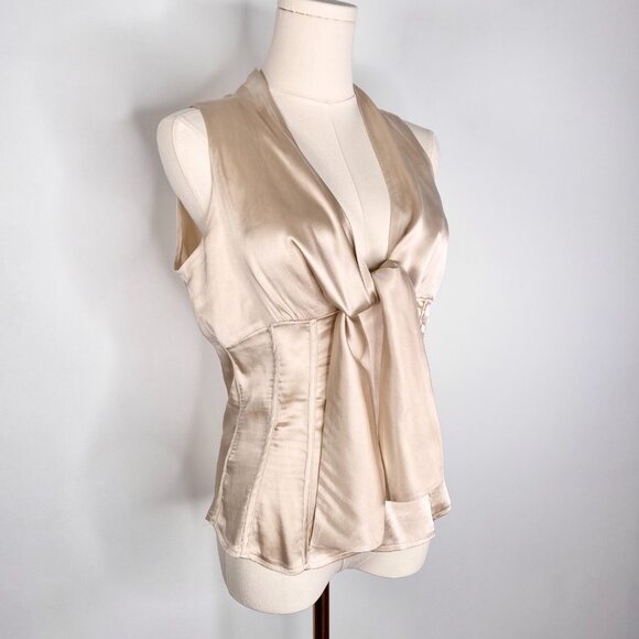 Adolfo Dominguez - Silk beige ribbon blouse - Picture 6 of 8